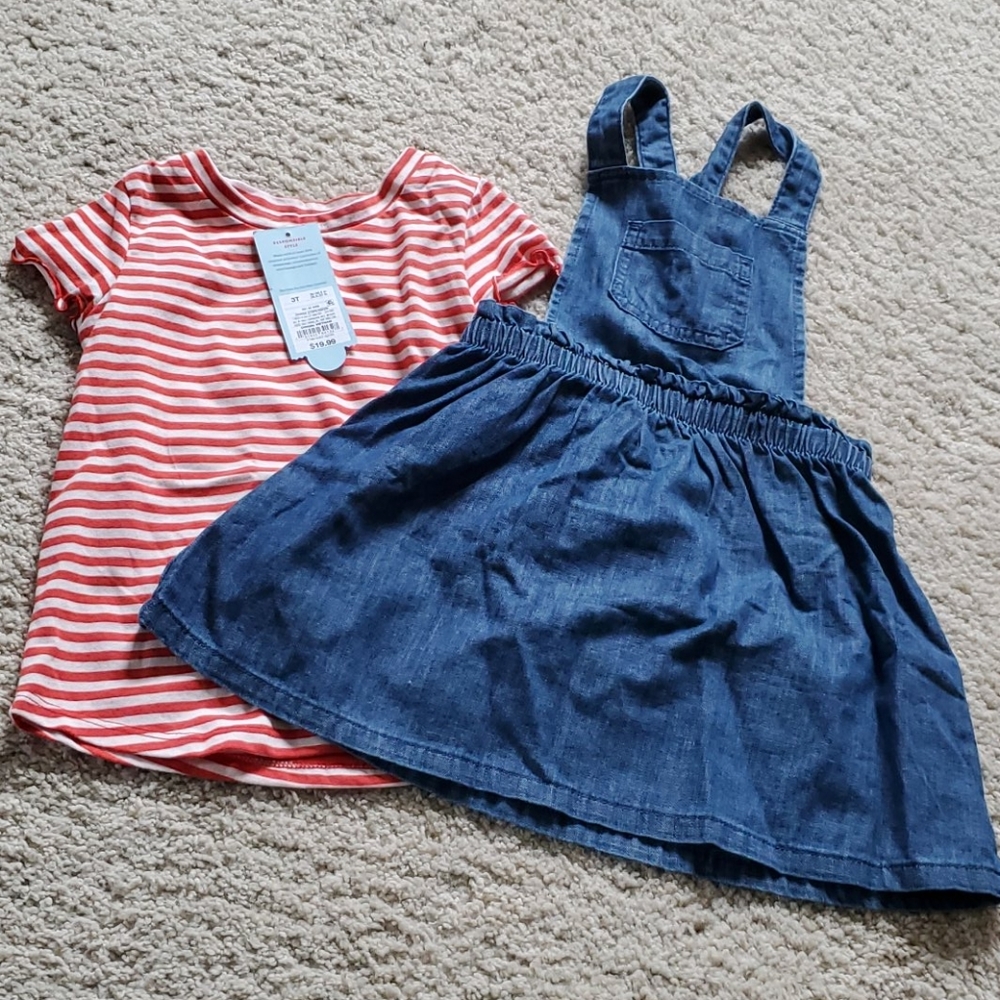 Jean jumper and striped shirt